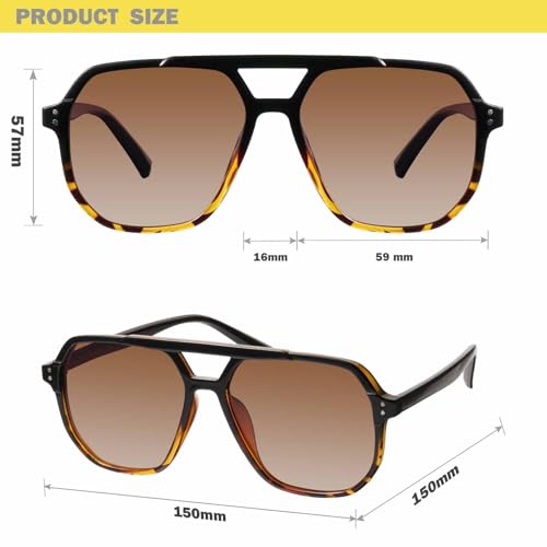 mosanana Oversized Aviator Sunglasses for Women and Men with Polarized Lens MS52243 - color: C2-black/Tortoise