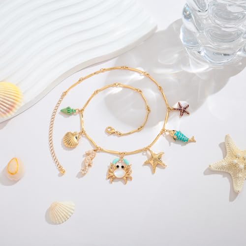 Pearl Choker Necklaces With Multi Beach Charms Shell Conch Starfish Jewelry - style: XL22603A