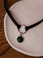 Sacina O Ring Crystal Choker, Black Choker, Boho Hippie Necklace, Gothic Necklace, Christmas Jewelry Gift for Women - color: green