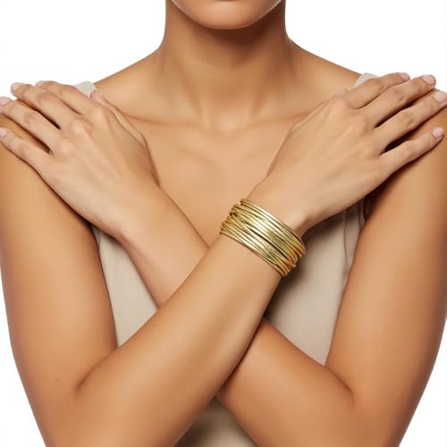 Edoneery Leather Wrap Bracelet for Women, Boho Handmade Multi-Layer Cuff with Crystal Beads Heart, Stackable Bangle Western Jewelry Gift - style: String Leather(Gold)