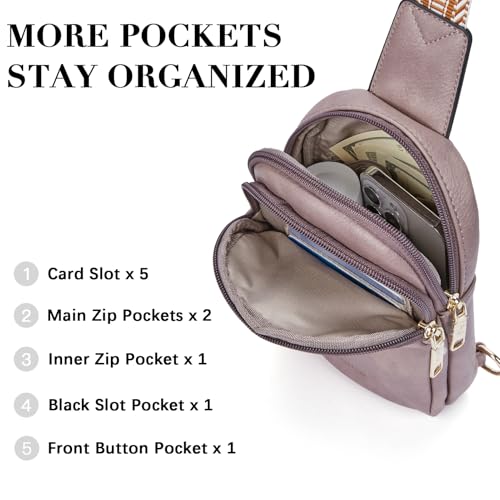 BOSTANTEN Small Sling Bag Crossbody Bags for Women Trendy Crossbody Purse Leather Chest Bag - color: A-purple