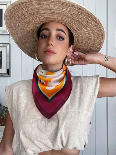 AIBFRID 27.5" Head Scarf for Women, Large Square Satin Hair Scarf Neck Silk Scarves Hair Wrap Bandanas For Sleeping - color: Style_01