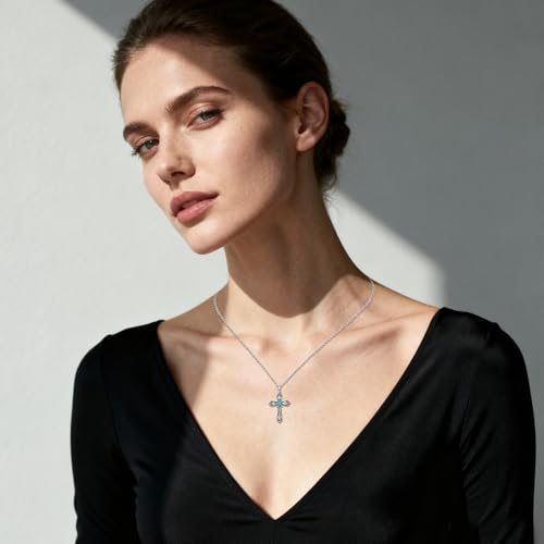 Turquoise Necklaces 925 Sterling Silver Western Necklace Boho Jewelry for Men Women Her Birthday Valentines Day Gifts - style: 2-Turquoise Cross Necklace
