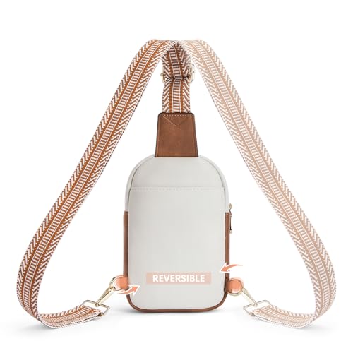 BOSTANTEN Small Sling Bag Crossbody Bags for Women Trendy Crossbody Purse Leather Chest Bag - color: A-beige