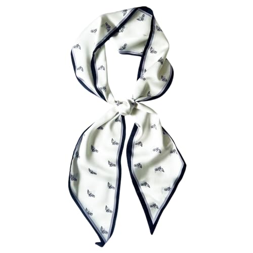 Silk Head Scarf for Hair Fashion Headwrap for Women Lightweight Neck Tie - color: X007-white Horsehead