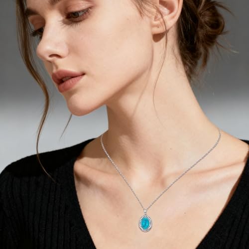 Turquoise Necklaces 925 Sterling Silver Western Necklace Boho Jewelry for Men Women Her Birthday Valentines Day Gifts - style: 4-Vintage Turquoise Necklace