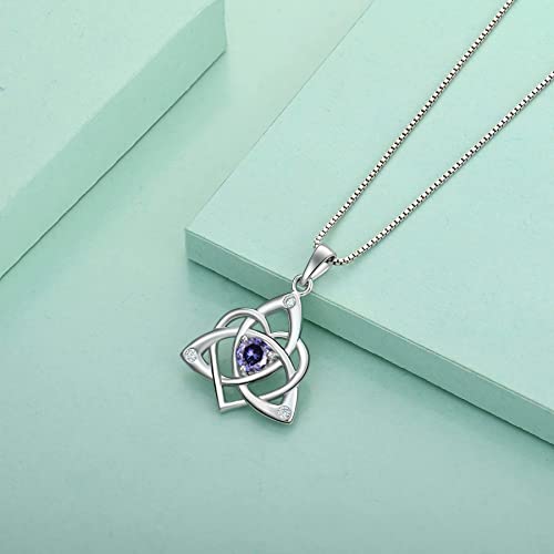 STARCHENIE Celtic Knot Necklace for Women 925 Sterling Silver Trinity Love Knot Pendant Birthstones Jewelry - color: 12-tanzanite-Dec