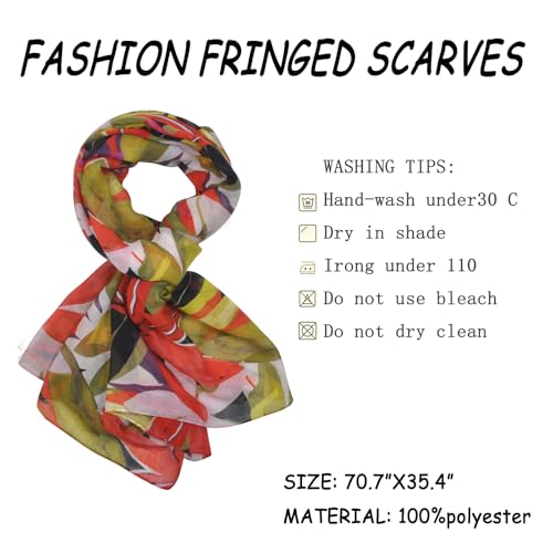Lightweight Boho Scarf for Women Spring Summer Floral Printed Scarves Fashion Shawl Wrap - color: Color-f02