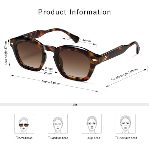 Appassal Small Retro Square Sunglasses for Women Mens Rectangle Sunnies AP3680 - color: Tortoise/Brown