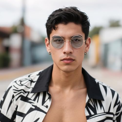 Joopin Retro Small Round Sunglasses Hippie Circle Sun Glasses Polarized UV400 Protection Metal Shades for Men Women - color: Golden Frame Light Grey Lens