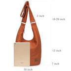 Coton Pose Women Hippie Crossbody Bag - Top Zip Large Capacity Canvas Sling Bag - Jacquard Cloth Handmade - color: Orange