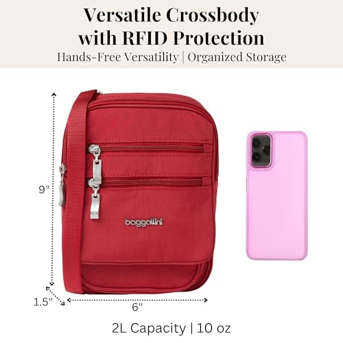 Baggallini Journey Crossbody Bags for Women 9x6 Small Lightweight Travel Handbag W/RFID - color: Apple
