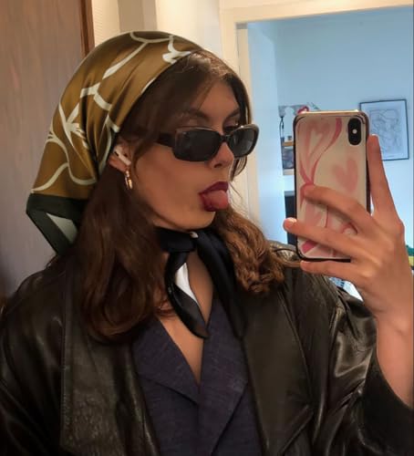 AIBFRID 27.5" Head Scarf for Women, Large Square Satin Hair Scarf Neck Silk Scarves Hair Wrap Bandanas For Sleeping - color: Style_05