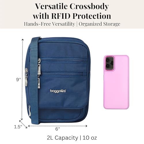 Baggallini Journey Crossbody Bags for Women 9x6 Small Lightweight Travel Handbag W/RFID - color: Pacific