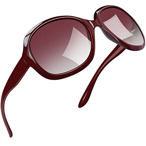 Joopin Oversized Sunglasses Womens Trendy Polarized Large Driving Sun Glasses Ladies UV Protective Big Sunnies Shades - color: B09-wine Red/Red Gradient