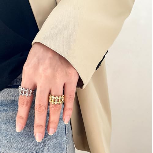 14K Gold Plated Rings for Women Open Adjustable Rings Stackable Rings Charming Rings Statement Rings Thumb Ring Band Finger Rings Vintage Rings Handmade Rings for Men Women Anniversary Birthday Gift - color: Ring03-20