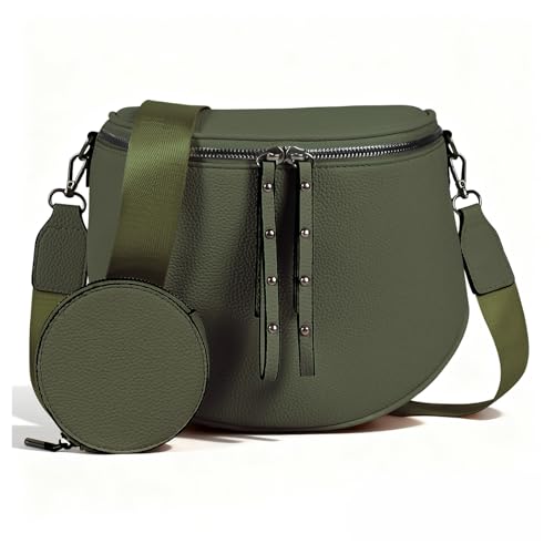 Crossbody Bags for Women, Large Vegan Leather Trendy Bum Bag - color: Dark Harbor Green