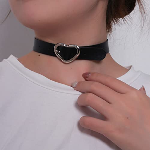 Eigso Vintage Punk Goth Studded Rivet Pu Leather Collar Choker Necklace with Spikes Adjustable - color: L-Black