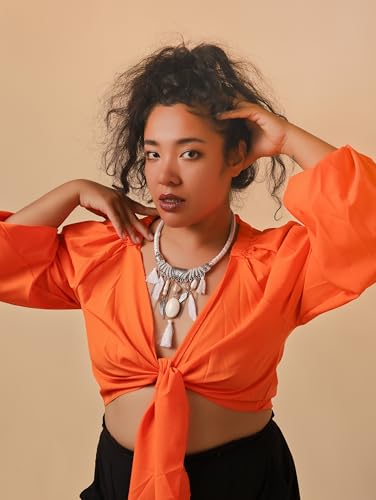 MINACHI Bohemian Feather Tassel Necklace, Irregular Stone Beads, Retro Exotic Pattern, Women's Jewelry - style: Necklace SL13-014