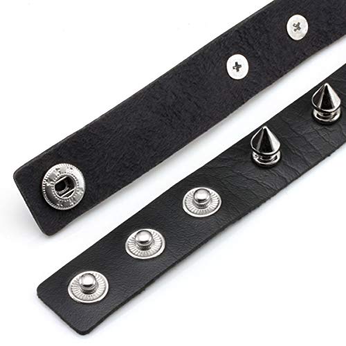 Eigso Vintage Punk Goth Studded Rivet Pu Leather Collar Choker Necklace with Spikes Adjustable - color: A-Black