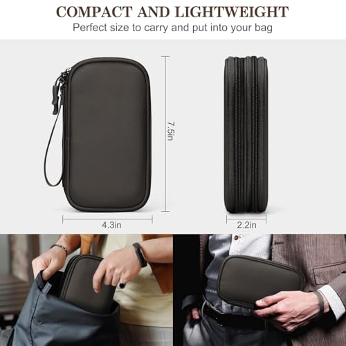 FYY Electronic Organizer, Travel Cable Organizer Bag Pouch Electronic Accessories Carry Case Portable Waterproof Double Layers All-in-One Storage Bag for Cable, Cord, Charger, Phone, Earphone Coffee - color: Coffee, style: Small