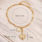 ORIGENCE Sun Heart Necklace for Women 18K Gold Plated Heart Pendant Necklace Chunky Chain Choker Necklaces Hip Hop Charm Necklaces Trendy Unisex Jewelry - style: ZCharm-Gold