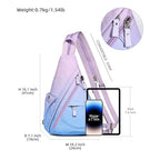 KL928 Canvas Sling Bag - Small Crossbody Backpack Shoulder Casual Daypack Rucksack for Men Women(Large Version,PalePurple+SkyBlue) - color: Canvas-palepurple-skyblue