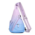 KL928 Canvas Sling Bag - Small Crossbody Backpack Shoulder Casual Daypack Rucksack for Men Women(Large Version,PalePurple+SkyBlue) - color: Canvas-palepurple-skyblue