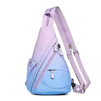 KL928 Canvas Sling Bag - Small Crossbody Backpack Shoulder Casual Daypack Rucksack for Men Women(Large Version,PalePurple+SkyBlue) - color: Canvas-palepurple-skyblue