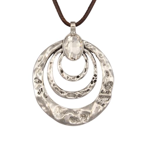 Boho Necklaces for Women Cord Necklace with Pendant Long Silver Necklace Vintage Sweater Necklace Hippie Jewelry for Women Girls Gifts - style: Chunky Long Necklaces