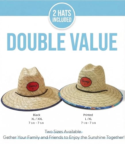 2 Pack Unisex Lifeguard Hat with Wide Brim-Lightweight & Breathable Beach Hat for Sun Protection,Straw Sun Hat for Gardening - color: Black/Flamingo