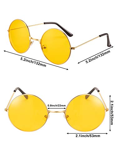 Blulu 12 Pairs 60s 70s Hippie Circle Sunglasses for Women Men Retro Glasses Round Tinted Lens Sunglasses Pack Vintage Hipster Small Hippie Eyewear for Men Women Masquerade Costumes Party Gifts