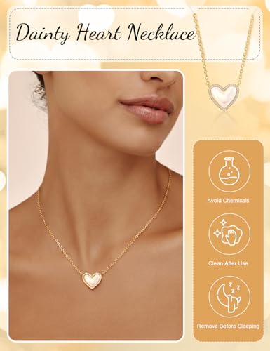 Opal Pendant Necklace for Women - Dainty 14k Gold Plated Jewelry Necklaces, Perfect Valentine's Day/Mother's Day Gift for Her, Mom, Girlfriend, Daughter - color: Cute Heart-GD