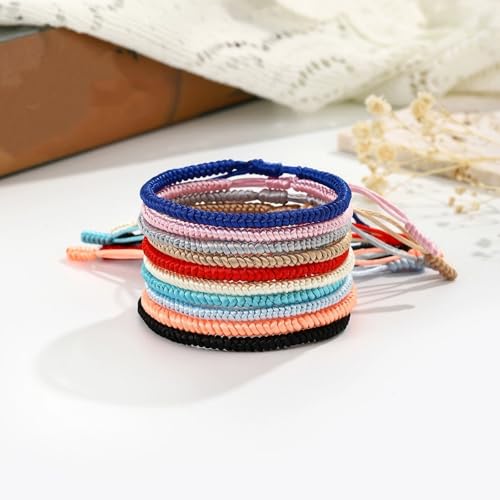 1/2Pcs Set Tibetan Rope Braided Rope String Adjustable Bracelet for Women Men Jewelry Handmade Bohemian Lucky Protection Bracelet Colorful - color: 2 pink