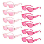 10 Pack Neon/Black Rectangle Sunglasses Bulk for Women Men Retro Trendy Small Rectangle Glasses Party Favors - color: Pink + Hotpink