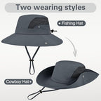 Sun Hat for Men Women UV Protection Wide Brim Fishing Hats Breathable UPF 50+ Boonie Bucket Hats Beach Safari Hiking Garden - color: Dark Grey&light Grey