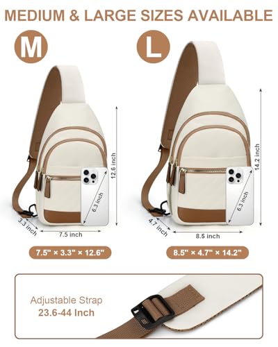 Capolo Sling Bag for Women Men Waterproof Crossbody Bags for Women Trendy Casual Fanny Pack with Convertible Shoulder Strap Chest Bag for Travel Hiking(Beige, Large) - color: Beige, size: Large