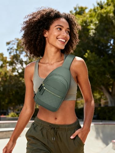 Capolo Sling Bag for Women Men Waterproof Crossbody Bags for Women Trendy Casual Fanny Pack with Convertible Shoulder Strap Chest Bag for Travel Hiking(Green, Medium) - color: Green, size: Medium