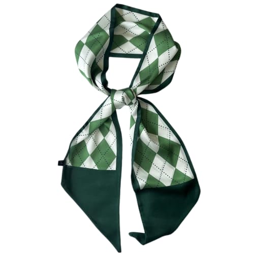 Silk Head Scarf for Hair Fashion Headwrap for Women Lightweight Neck Tie - color: X016-green Geometry