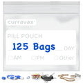 CURRAVAX Pill Pouch Bags for Travel Pack of 125- BPA Free 3 x 2.75 inch Pill Pouch - Pill Pouches for Medicine with Write on Label –Clear Ziplock Pill Baggies for Medicine Organizer - size: Pack of 125