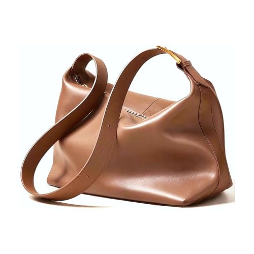 Hobo Bags for Women Leather,Foldable Slouchy Shoulder Purse Crossbody Handbag,Soft Vegan Brown Tote Casual Everyday Handbags - color: Wy22-c