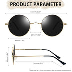 Joopin Retro Small Round Sunglasses Hippie Circle Sun Glasses Polarized UV400 Protection Metal Shades for Men Women - color: A03-golden Frame Black Lens