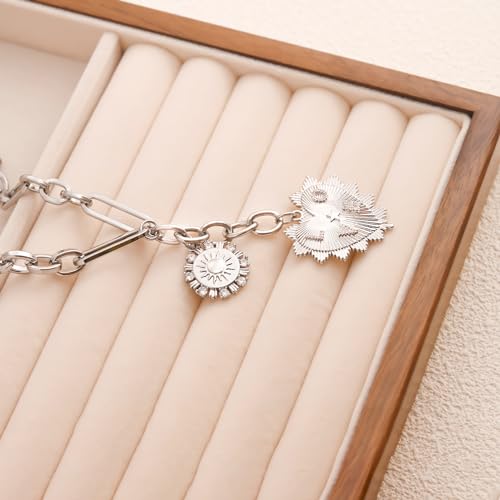 ORIGENCE Sun Heart Necklace for Women 18K Gold Plated Heart Pendant Necklace Chunky Chain Choker Necklaces Hip Hop Charm Necklaces Trendy Unisex Jewelry - style: HCharm-Silver