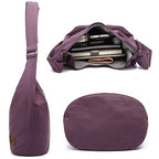 Coton Pose Women Hippie Crossbody Bag - Top Zip Large Capacity Canvas Sling Bag - Jacquard Cloth Handmade - color: Purple