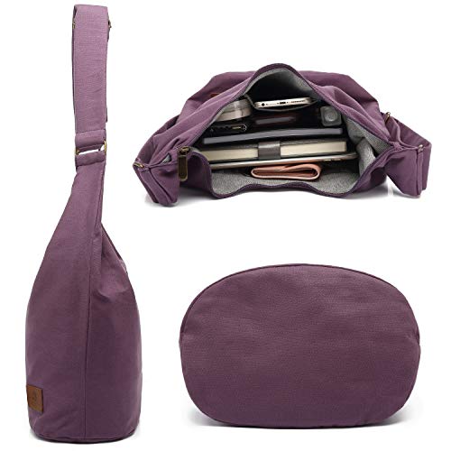Coton Pose Women Hippie Crossbody Bag - Top Zip Large Capacity Canvas Sling Bag - Jacquard Cloth Handmade - color: Purple