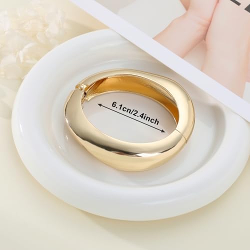 Chunky Gold Bangles Bracelets for Women Gold Cuff Bracelet Set Waterproof Non Tarnish Stack Bracelet for Women Jewelry