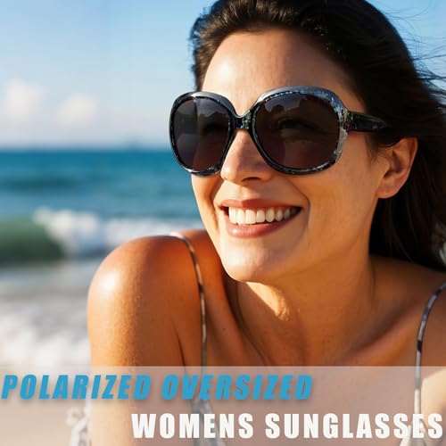 Joopin Oversized Sunglasses Womens Trendy Polarized Large Driving Sun Glasses Ladies UV Protective Big Sunnies Shades - color: B19-blue Leopard/Black