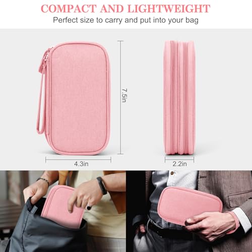 FYY Electronic Organizer, Travel Bag, Pouch, Carry Case Portable Waterproof Double Layers for Cable, Cord, Charger, Phone, Earphone Pink - color: Pink, style: Small