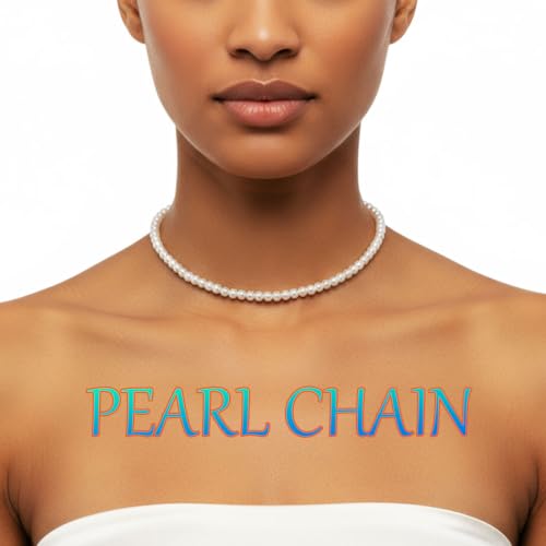 Boho Pearl Choker Necklace White Pearl Necklaces Prom Neck Chains for Women