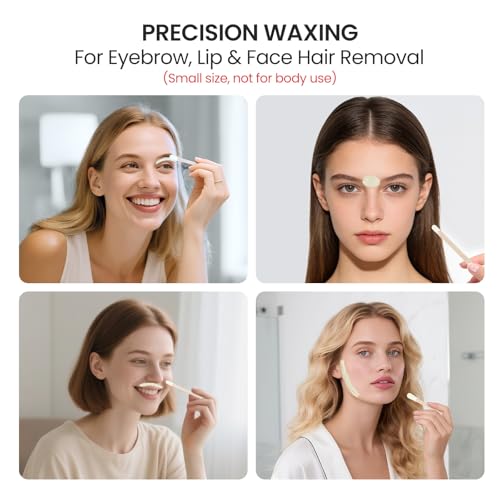 Small Eyebrow Wax Sticks, Mini Wooden Waxing Sticks for Eyebrow Face Lip Hair Removal, Precision Wax Applicator, 50 Pcs